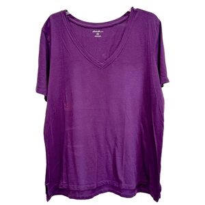 Eddie Bauer Ladies XXL Purple Crown Cotton/Modal V-Neck Short-Sleeve Tee